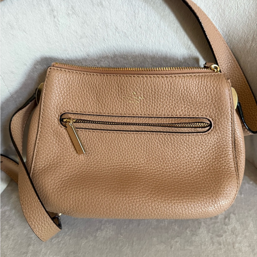 Kate Spade Tan Crossbody Bag with Pebbled Leather